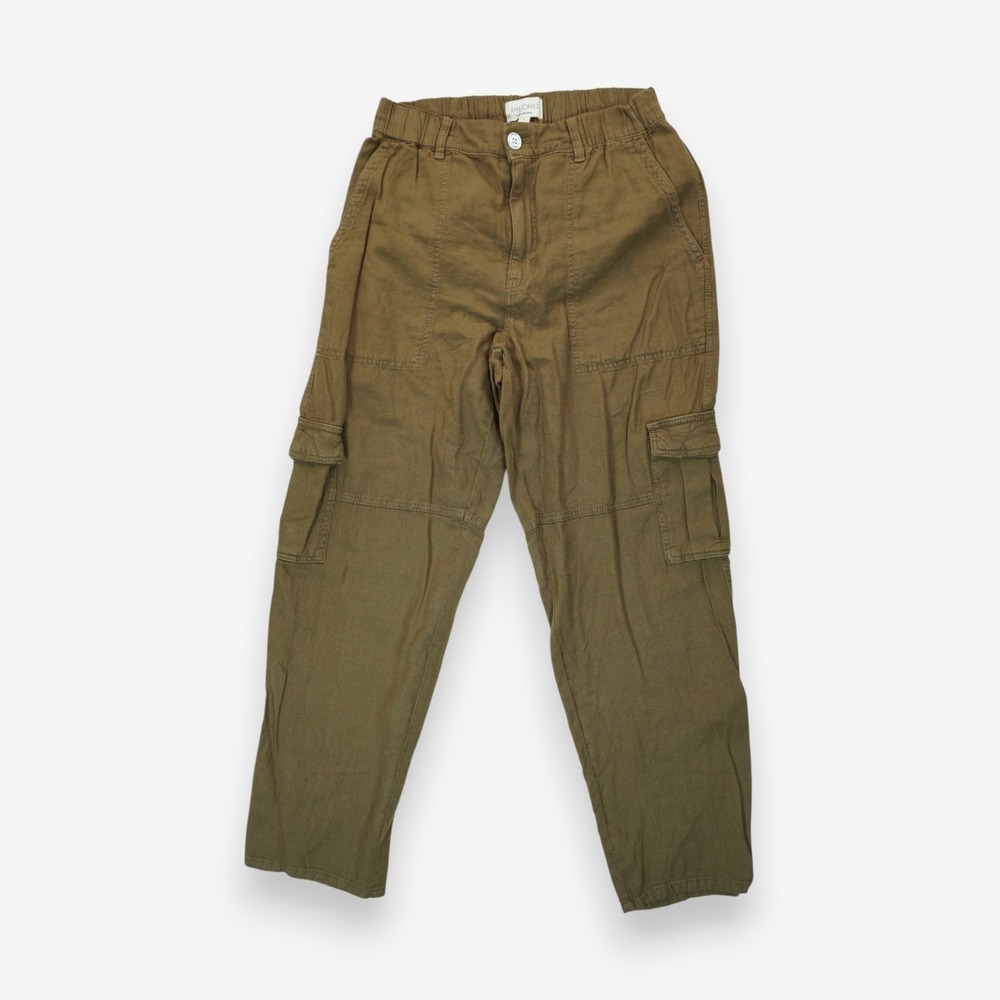 Pilcro Slim Linen Beach Cargo Pants Women's Side Sland Pockets  Brown‎ Small